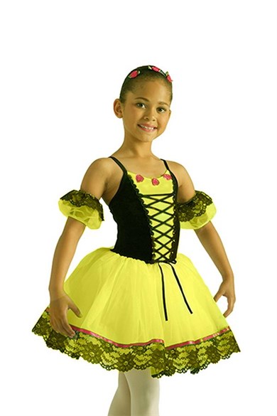 Balerin Klasik Uzun Tütü Dans Kostümü Sarı