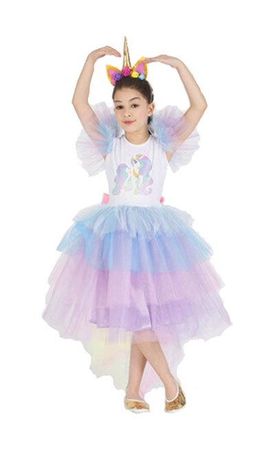 Unicorn kız çocuk elbise ve taç kostüm seti  MSL-68